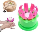 Momos Maker Mould Shapes Plastic Momo Dumpling Maker Dough Press Steamed Stuffed Home Momo Bun Making Mold Cooking Tool (Pink and Green)