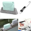 Combo of Window Groove Frame Cleaning Brush and Dust Cleaning Brush for Window Slot Keyboard with Mini Dustpan, Door Track Cleaning Brushes, Dust Cleaner Tool for All Corners Edges and Gaps