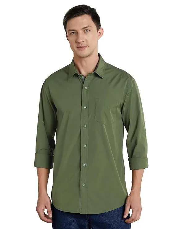 Men's Short Sleeve Spread Collar Premium Cotton Slim Fit Casual Shirts for Men