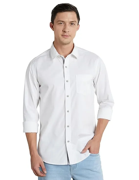 Men's Short Sleeve Spread Collar Premium Cotton Slim Fit Casual Shirts for Men