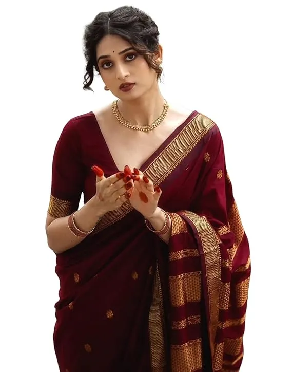 Women's Soft Banarasi Silk Jacquard Saree with Unstitched Blouse Piece