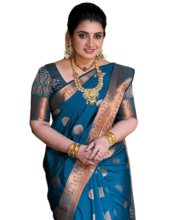 Women's Soft Banarasi Silk Jacquard Saree with Unstitched Blouse Piece