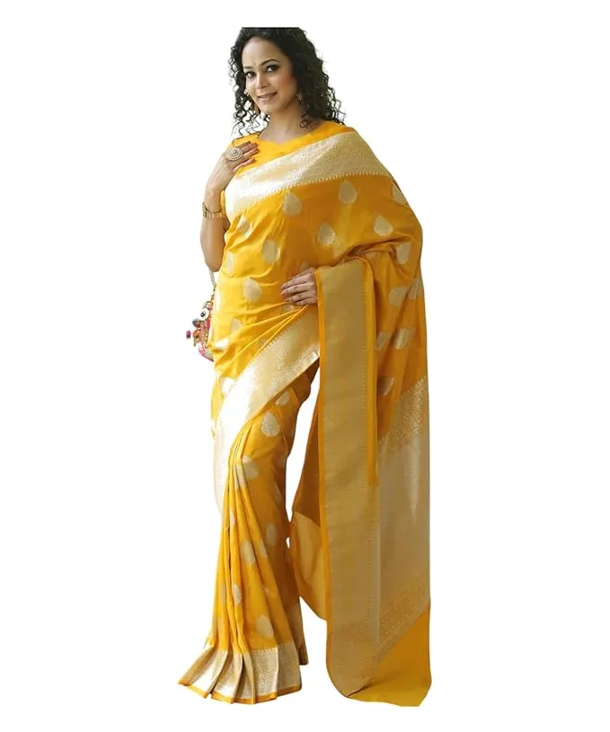 Women’s Banarasi Art Silk Saree with Traditional Woven Motifs | Elegant Ethnic Indian Sari