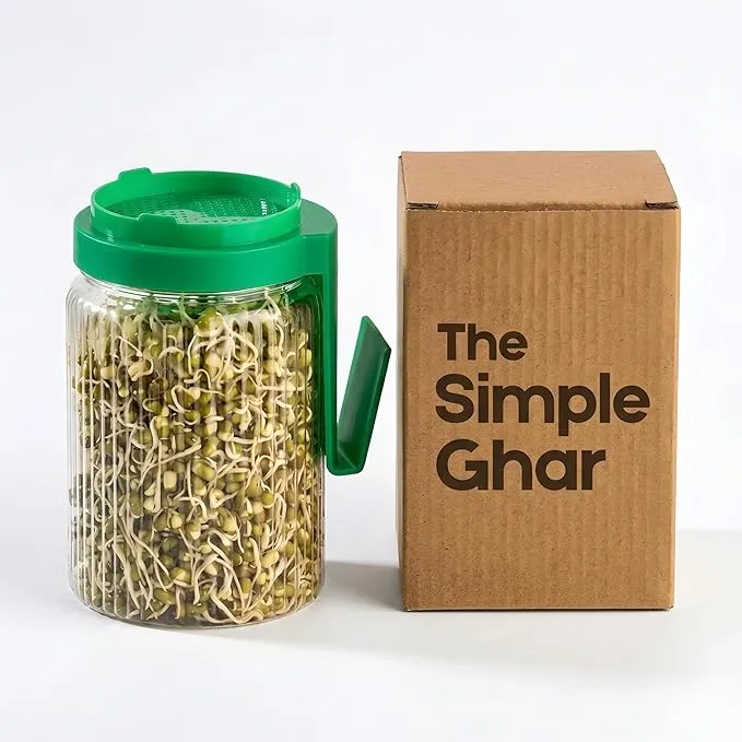 Multi Use Sprouts Maker Jar 720 ML | Plastic Sprouting Container with Mesh Lid | Seed Sprouting Jar for Beans, Moong, Chana & Microgreens | Clear Kitchen Sprout Maker