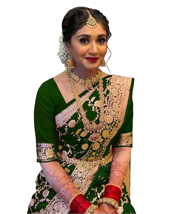 Women's Banarasi Saree Pure Kanjivaram Silk Saree Soft new ladies 2023 Design Wear Pattu Sarees Latest Cotton Party Sari collections With Blouse Piece for Wedding sadi (PARI 164 WINE)