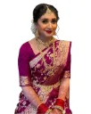 Women's Banarasi Saree Pure Kanjivaram Silk Saree Soft new ladies 2023 Design Wear Pattu Sarees Latest Cotton Party Sari collections With Blouse Piece for Wedding sadi (PARI 164 WINE)