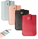 (Pack of 1, Multicolor) Slim Leather Pull Out Credit Card Holder Wallet, Multiple Card Slots, for Men and Women, Hidden Small Card Wallet for Men