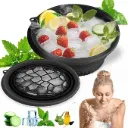 (1 pic Hook) with Silicone Face Bowl for Ice with Built-in Icetray, Collapsible Face Tub for Ice Bath, Facial Ice Plunge Bowl, Ice Water Facials at Home Black