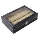 PU MDF Glass 12 Slots Watch Organizer|Watch Storage Box For Men & Women|Secure Closer|Wrist Watch Display Boxblack