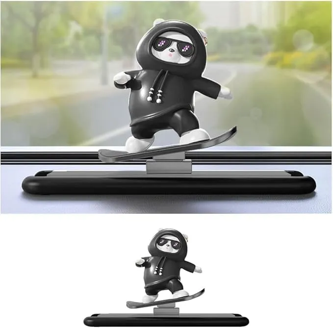 (Pack of 1, Multicolor) Polyvinyl Chloride Skateboarding Bear Car Dashboard Decorations,Slidable Cute Car Accessories Interior and Car Dashboard Accessories Ornaments,Kawaii Anime for Women Interior, 8 cm, 5 cm
