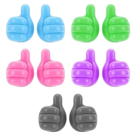 10 Pcs Thumb Shape Key Hooks Multifunctional Clip Holder Small Hand Wall Hooks Cute Car Adhesive Hooks Personalized Creative Non-Marking Silicone Hooks (10 pic Hook)