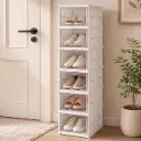 6 Tier Shoe Rack with Door – Plastic Shoes Rack with Cover for Home, Foldable & Stackable Sneaker Box Shoe Cabinet with Doors, Slipper Stand, Shoe Stand for Home with Cover