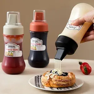 [TIPS] (Pack of 1, Multicolour) 5 Hole Squeeze Sauce Bottle (280ML)